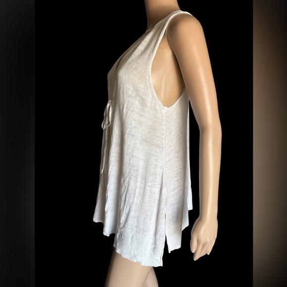 Eileen Fisher 100% Linen Tie Front Tunic Lagenlook Coastal Quiet luxury Women PM - Picture 2 of 9